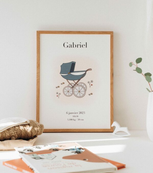 Calista Affiche faire-part vintage à personnaliser cadeau de naissance