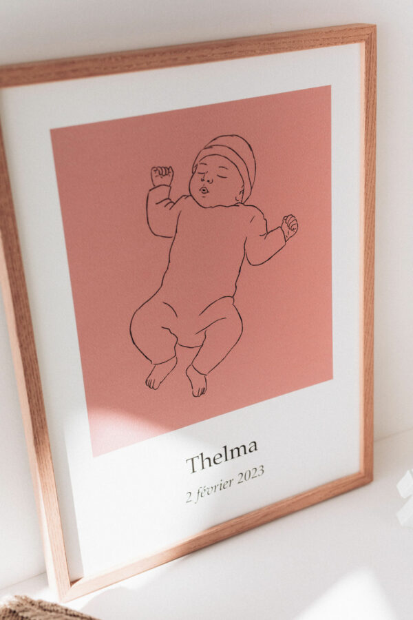 Calista - Affiche naissance bébé personnalisée fusain