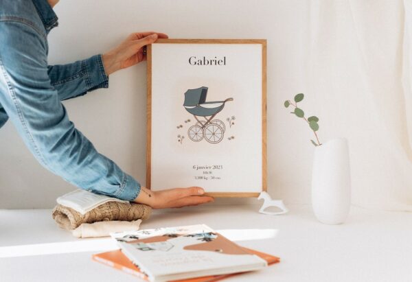 Calista Affiche faire-part vintage à personnaliser cadeau de naissance