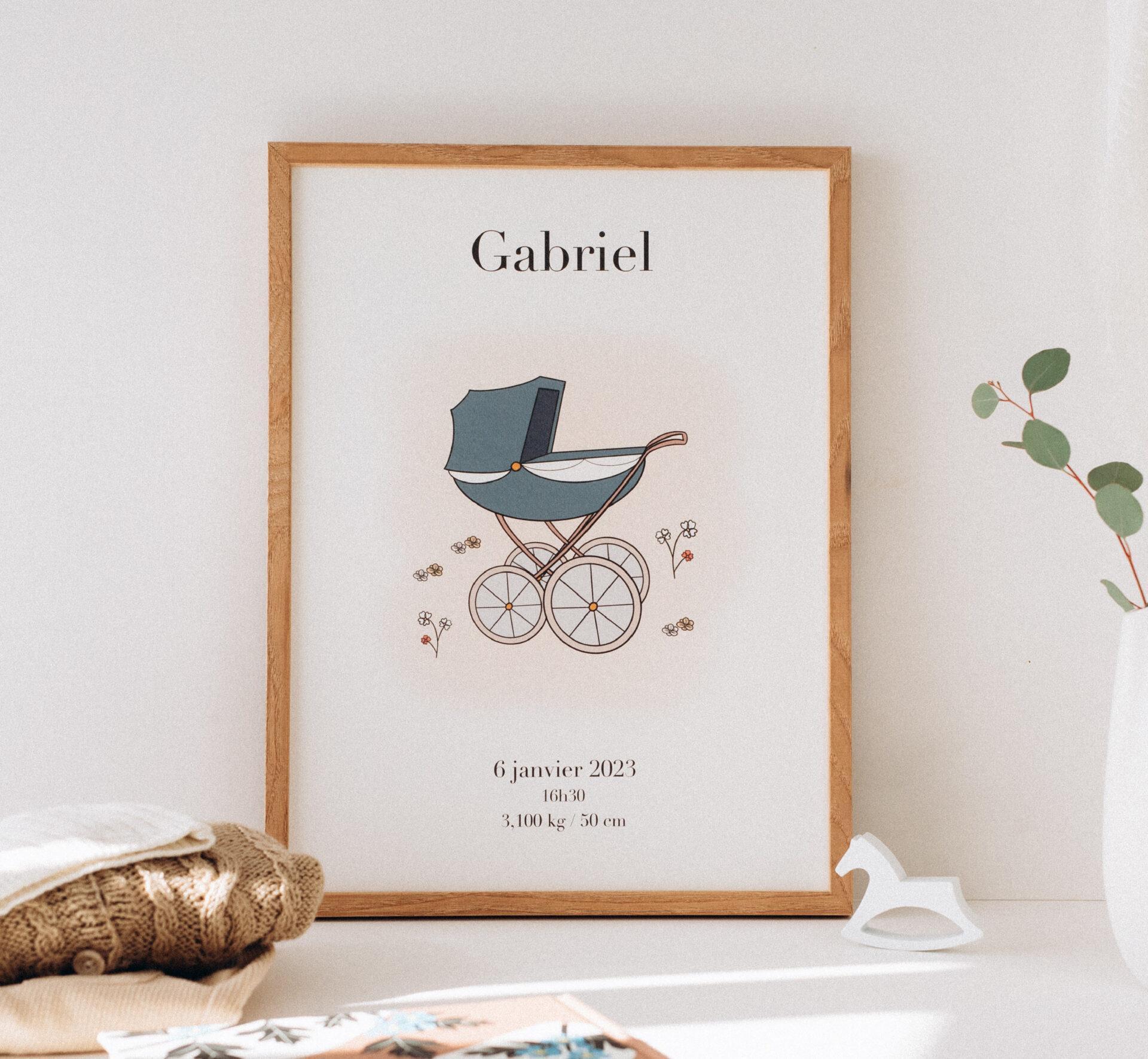 Calista Affiche faire-part vintage à personnaliser pour garder un souvenir de l’arrivée de bébé